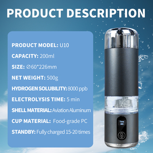 2025 tendencia mejor 8000PPB botella generadora <span class=keywords><strong>de</strong></span> <span class=keywords><strong>agua</strong></span> rica en hidrógeno alcalino inteligente fuente <span class=keywords><strong>de</strong></span> alimentación USB portátil escritorio fácil - Product Image 4