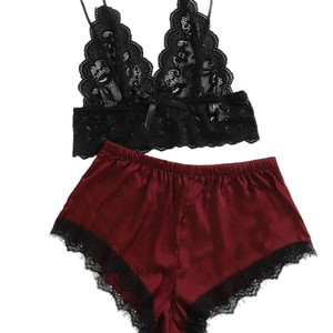 Nuevo conjunto de dos piezas de lencería sexy estilo europeo y americano, conjunto de camisón con encaje, moderno y cómodo. - Product Image 5