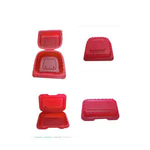 汉堡盒定制翻盖红色塑料微波炉餐盒汉堡盒