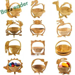 Factory Customization Wooden Fruit And Vegetable Storage Basket Folding Multi-style Bamboo Fruit Vegetable Baskets