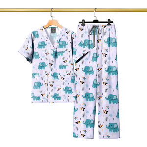 Le divise per Scrub dentale in 100% di puro cotone stampate personalizzate di marca VIAOLI mette a punto pantaloni dritti elasticizzati abiti per divisa - Product Image 6