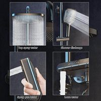 Ensemble de douche numérique en laiton avec 4 fonctions, mitigeur d'eau froide et chaude, robinets de salle de bain moderne, gris pistolet