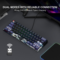 Clavier mécanique XVX M61 Kanagawa RGB rétro-éclairé 61 touches filaires/sans fil USB type-c clavier mécanique