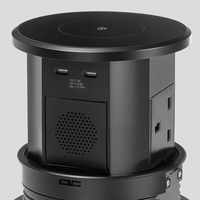Premium Einbau-Touch-Pop-up-Steckdose mit 3 Anschlüssen, Bluetooth-Lautsprecher, kabellosem Ladegerät und USB-Schnellladefunktion für den Schreibtisch