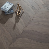 Parquet en bois composite multi-couches à motif irrégulier bord feuille de saule, en noyer noir, pour revêtements de sol en bois d'ingénierie