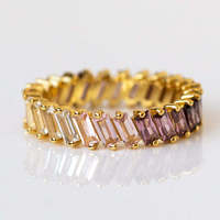 Bague en Zircon de couleur dégradée Unique, pierre de naissance, idées de cadeaux pour la fête des mères, bague personnalisée, bijoux d'été