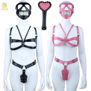 ชุดอุปกรณ์หนังสำหรับพันธนาการ BDSM ยี่ห้อ QKKQ ประกอบด้วยหน้ากาก บรา ไม้ตี กางเกงใน สำหรับคู่รัก เกมเซ็กส์ SM อุปกรณ์เสริมความสุขทางเพศสำหรับคู่รัก - Product Image 1