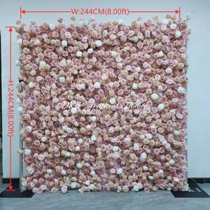 Penjualan terlaris 8 * 8ft 5D latar belakang mawar merah muda menggulung bunga buatan latar belakang dinding untuk dekorasi pernikahan mawar Pagi bunga dinding - Product Image 2