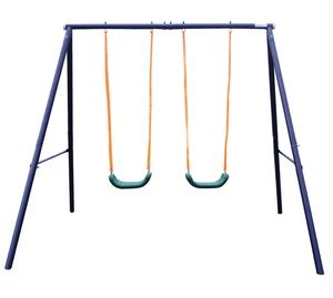 Balançoire d'extérieur moderne et confortable à deux places pour enfants, avec structure en acier inoxydable, coussin en PE/PP à séchage rapide - Idéale pour la maison, le jardin, la cour et le parc - Product Image 1