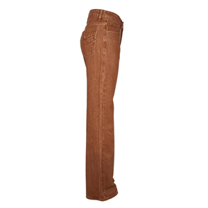 Breathable Women's Brown Denim <strong>Jeans</strong> <strong>Size</strong> <strong>12</strong> Tummy Control Straight Leg With Button Decoration - Product Image 5