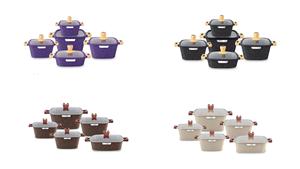 Casseroles et poêles de randonnée antiadhésives en aluminium moulé sous pression Batterie de cuisine <span class=keywords><strong>Greblon</strong></span> antiadhésive - Product Image 2