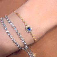 Lanphear Jewelry Bracelet de tennis personnalisé en or 18 carats avec saphir bleu royal naturel Bracelet simple/à la mode