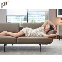 Großhandels-Rabatt Wohnzimmer-Couch I-förmiges Modulares Tiefes Breites Komfortables 4-Sitzer Modernes Graues Leder-Ecksofa