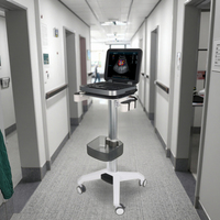Chariot portable pour sonde d'échographie en alliage d'aluminium avec design moderne, hauteur manuelle 870-1020 mm pour hôpital, salle à manger, école