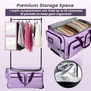 Échantillon Gratuit – Sac de Voyage Personnalisé Grande Taille 26 Pouces avec Porte-Vêtements et Roulettes pour Femmes, Idéal pour Accrocher les Tenues de Danse - Product Image 5