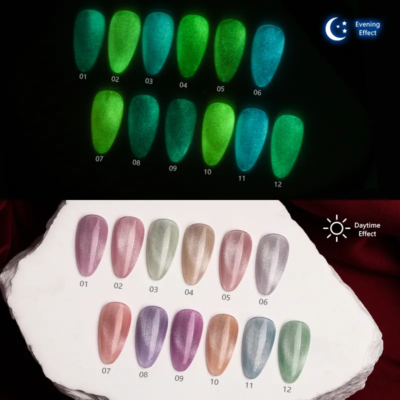 ydc gel factory Glitter Reflective Flashing Disco cat eye glow in the dark gel nail polish