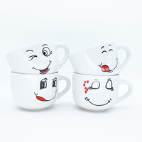 Tasse à soupe en céramique avec expression de visage clignotant, Mug fantaisie en porcelaine à œil bouffé, Tasse géante pour l'approvisionnement commercial et les organisations