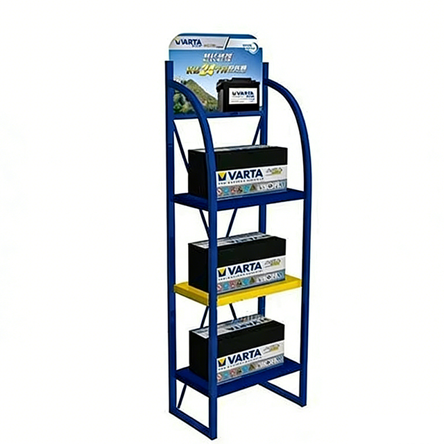 Custom Made Floor Standing Metal Car Battery Display Stand / Iron Car Battery Display Rack