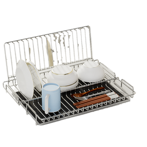 Stainless Steel Dish <b>Rack</b> with Removable Utensil Cup Kitchen <b>Drying</b> Stand Organizer - Product Image 1