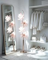 Lampe sur pied LED Lotus moderne la plus vendue, base E26, abat-jour rose, fer forgé, verre, design floral, convient aux salons, aux chambres à coucher