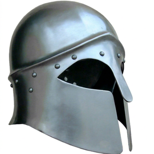 Casco Corintio Griego Medieval de Acero con Pluma Negra en la Corona - Product Image 1