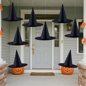 Chapeau de sorcier d'Halloween, 12 pièces, chapeau de sorcière pointu noir avec ligne de pêche pour décoration de fête - Product Image 3