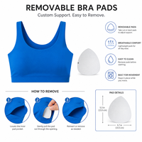 Débardeur de sport pour femme à col en V avec logo personnalisé, soutien-gorge de fitness haute densité 230 GSM en nylon et élasthanne, avec coussinets amovibles