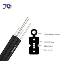 Cable de caída FTTH de fibra óptica de 1 2 núcleos, rollo de 1km y 2km, cable de caída de 4 núcleos de fibra óptica LSZH de modo único