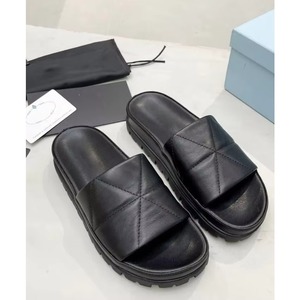 Luxury Designer <b>Women</b> Quilted Slide Slippers Chunky Lug Platform Leather Upper Anti <b>Slip</b> Vacation Daily <b>Slip</b> on Casual Footwear - Product Image 1