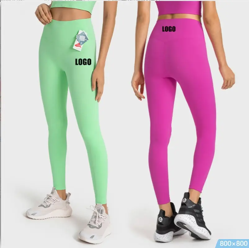 Custom Logo Fashion Anti-Bacterial Sexy Yoga Pants Workout Running Fitness Wear Peach Tights High Waist No Front Seam Leggings