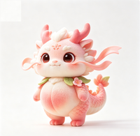 Figurine de collection personnalisée en PVC et ABS, Dragon Pêche Floqué, Mignon Dragon Chinois, Animal de Dessin Animé, Jouet Boîte Mystère, Usine OEM