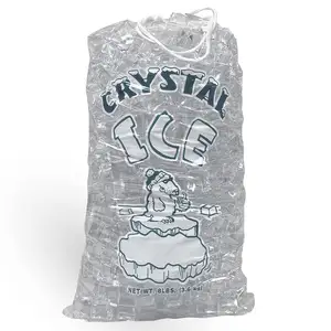 Custom Printed Food Grade Disposable Plastic 8lb Ice Cube Bag High Quality Cheap Drawstring Ice Bag