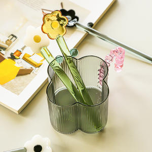 ช้อนแก้วใสสีสันสดใสช้อนขนมหวานรูปดอกไม้น่ารักด้ามยาวช้อนคนกาแฟ - Product Image 4