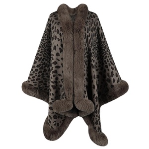 Women Leopard Open Front Faux Fur <b>Shawl</b> Wraps Winter Warm Warp Knitted Collar Cloak for Dinner Cold Weather Outdoor - Product Image 4