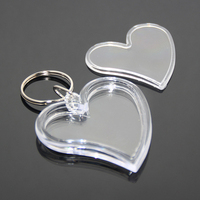 Porte-clés photo DIY en forme de cœur, de maison, rectangulaire, transparent, avec insert vierge pour photo, porte-clés rond en acrylique, porte-clés en plastique