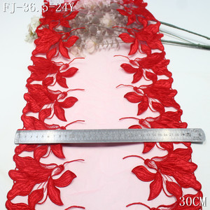 Pizzo Francese Ricamato al Laser 29cm Personalizzato Nero Rosso Blu Eco Design Fiore di Giglio in Raso Ricamo su Rete per Lingerie Femminile - Product Image 5