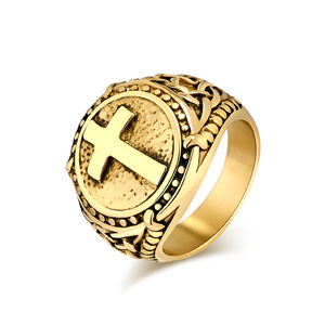 yunnique retro <b>titanium</b> steel cross <b>ring</b> for men, artistic and trendy stainless steel index finger <b>ring</b> manufacture - Product Image 5