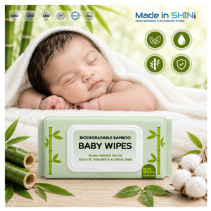 Lingettes en <span class=keywords><strong>bambou</strong></span> biodégradables hypoallergéniques à base d'eau, personnalisables, lingettes pour bébé, sac de voyage - Product Image 1