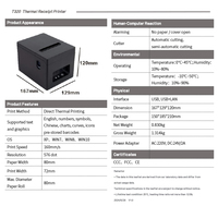 Günstiger Bestseller 80mm Ticket- und Belegdrucker, USB/Bluetooth Thermodrucker, Mini-Desktop-Drucker mit Schneidefunktion, T320