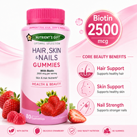Gummies véganes OEM ODM à marque privée 2500mcg Biotine Collagène, supplément à base d'extraits végétaux pour la croissance des cheveux, les soins de la peau et des ongles chez l'adulte