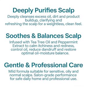 Champú Purificante <span class=keywords><strong>para</strong></span> <span class=keywords><strong>el</strong></span> Cuero Cabelludo con Aceite de Árbol de Té y Extracto de Menta, Limpieza Profunda, Elimina la Acumulación, Calma la Irritación, Cuidado del Cuero Cabelludo - Product Image 5