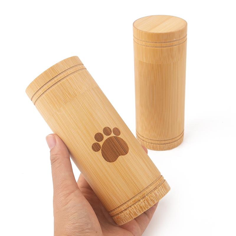 Mercan Pet bambu urn bambu saçılma tüp köpek pet urns paw cenaze kremasyon külleri keepsake biyobozunur urn stokta