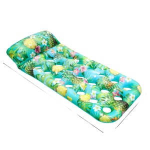 <b>Inflatable</b> Adult <b>Floating</b> Bed 180x80cm Tropical Print <b>Pool</b> Lounger With Cup Holders For Swimming <b>Pool</b> Relaxation - Product Image 4