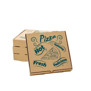 Cajas de pizza de papel marrón corrugado de color personalizado desechables de estilo americano Caja de embalaje de pizza de comida con diseño de logotipo personalizado