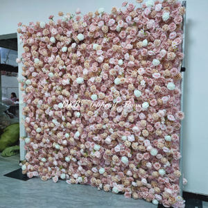Penjualan terlaris 8 * 8ft 5D latar belakang mawar merah muda menggulung bunga buatan latar belakang dinding untuk dekorasi pernikahan mawar Pagi bunga dinding - Product Image 6