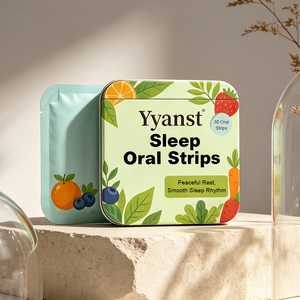 Tiras Orales Disolubles para Dormir, para un Descanso Reparador, con Lindo Estampado de Frutas, en Lata Metálica Verde Claro, 30 Sobres, Venta al Por Mayor OEM - Product Image 4