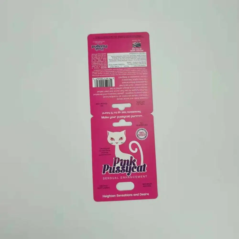 Custom Printing Hologram Folie Roze Pussycat Papieren Kaart Voor Pil Nieuwe Ontwerp Pil Burro Primavera Papieren Kaart In Voorraad