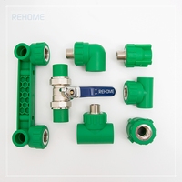Accesorios de Tubería de Plástico con Inserto de Latón, Estándar DIN PN25, Verde y Blanco, para Suministro de Agua, de Fábrica REHOME
