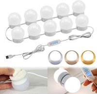 10 ampoules LED modernes pour miroir de maquillage avec contrôle tactile USB, intensité réglable, indice de protection IP33, lampe murale pour salle de bain et coiffeuse
