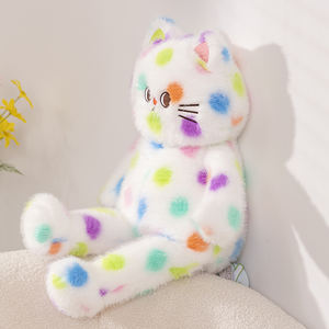 Divertido emoticono lunares blanco gato de peluche de juguete lindo Rosa negro lunares gato largo almohada de felpa - Product Image 4